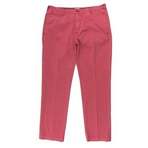 Faherty Chino Pants Mens Size 36x32 Faded Red Flat Front 100% Cotton Comfort